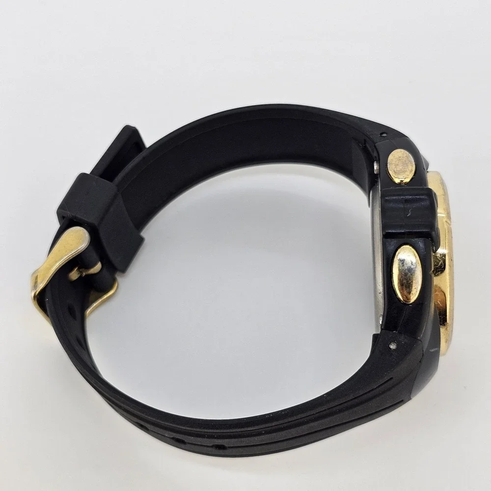 Marathon Unisex Digital Sports Watch 42MM Gold Bezel Black Plastic Bands Working